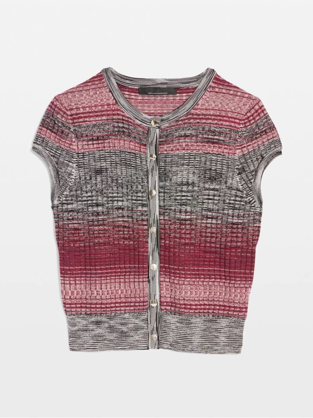 WHBM space-dyed cardigan featuring cap sleeves and gold-tone snap closures